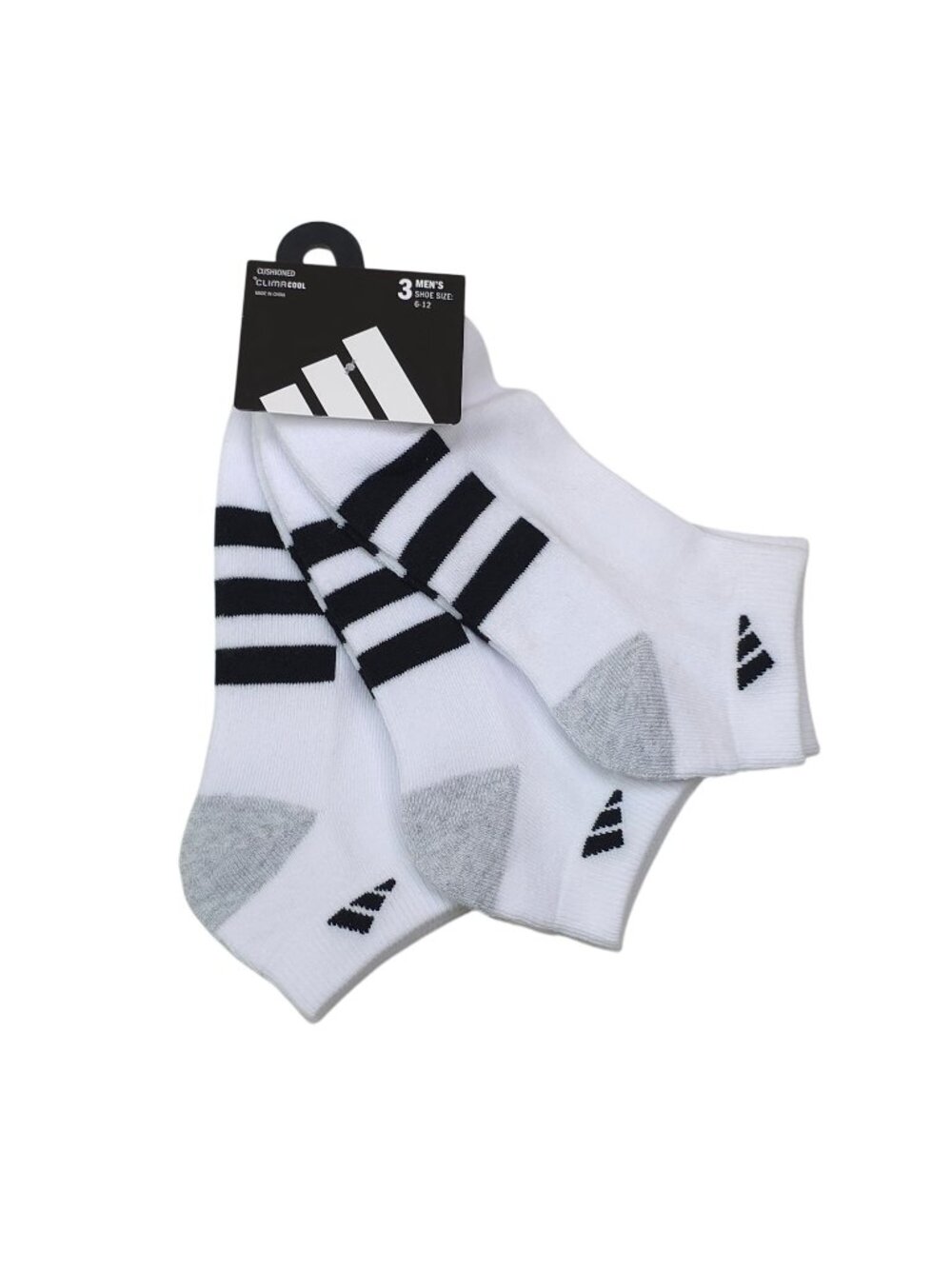 Adidas Mens Cushioned ClimaCool Low Cut Socks 3-Pack Shoe Breathable White Black